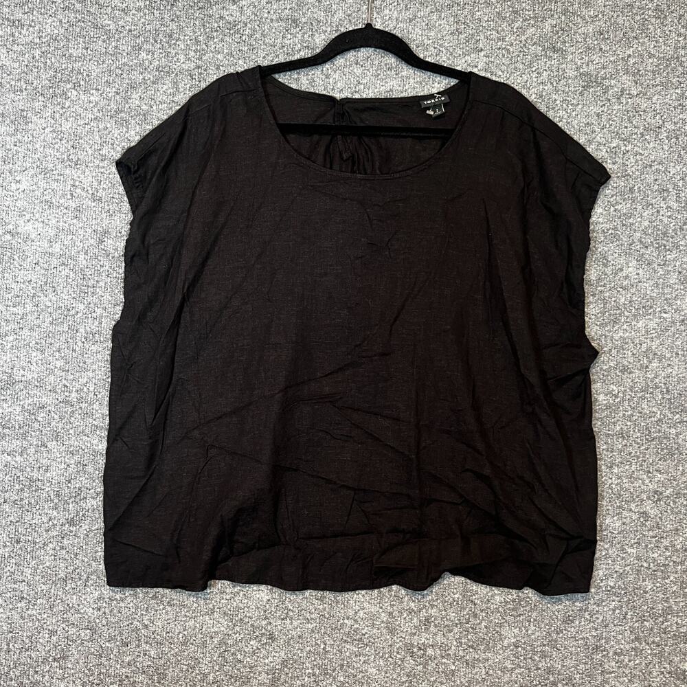 Torrid Shirt Womens 2X XXL Black Blouse Short Sleeve Plus Size Flowy